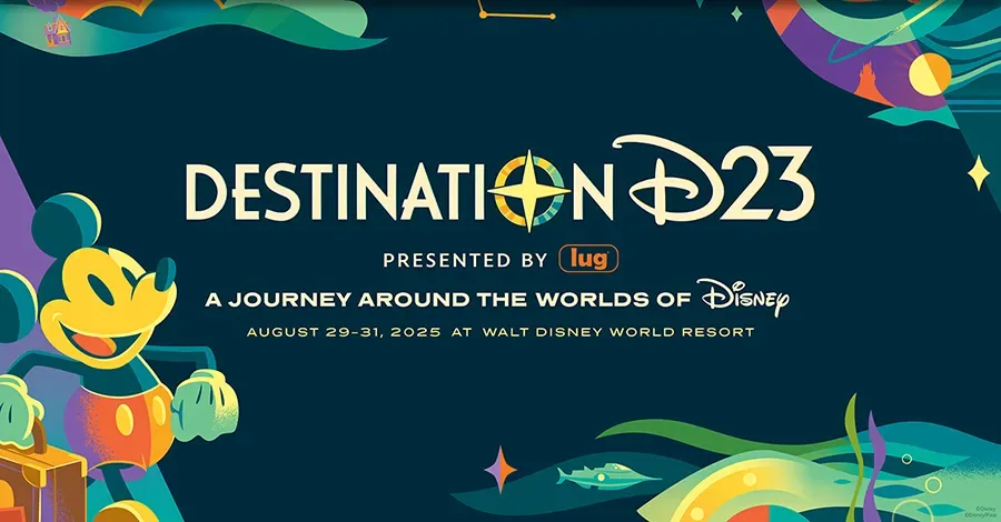 Banner da Destination D23, da Disney, que acontece em Orlando em agosto de 2025