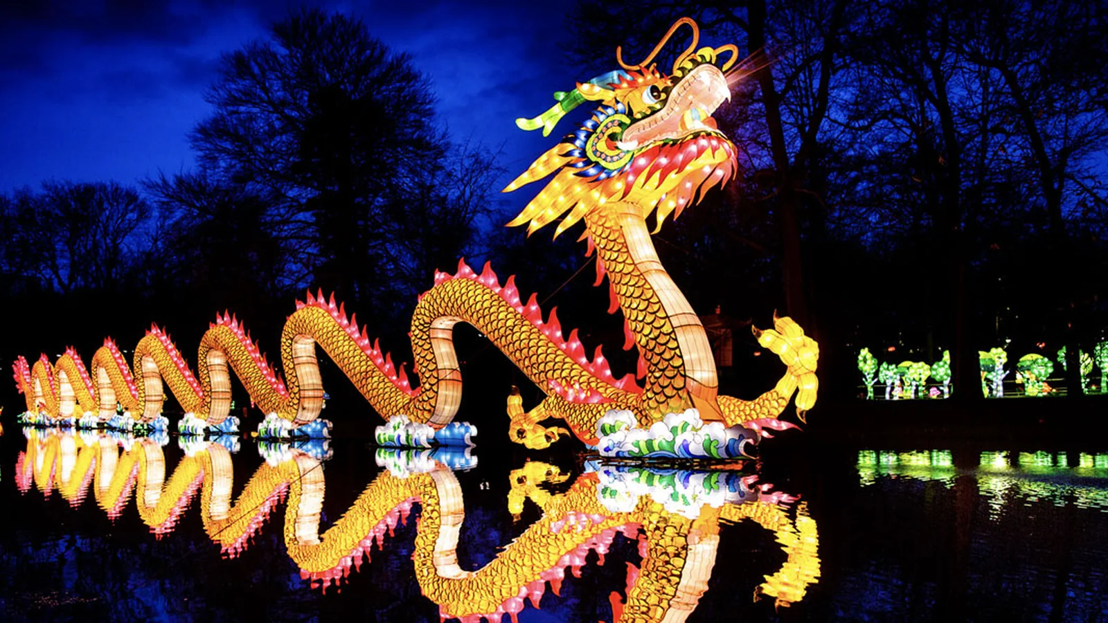Dragão iluminado no Asian Lantern Festival em Sanford