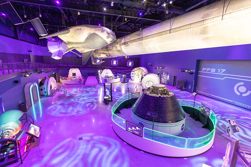 Kennedy Space Center hall, in Florida, with attractions for the whole family