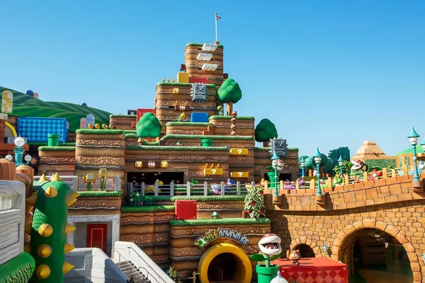 Super Nintendo World area, with Super Mario Bros attractions in Epic Universe
