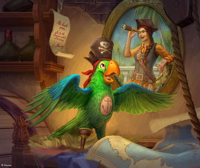 Conceptual art of the new Pirates of the Caribbean bar at Magic Kingdom