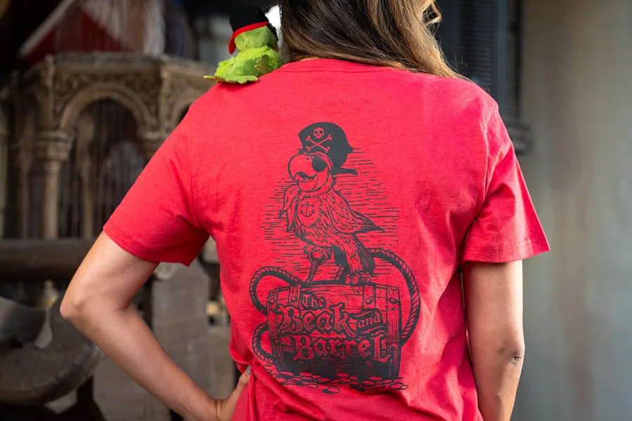 T-shirt and stuffed parrot inspired by The Beak and Barrel pub, which has opening date in August at Disney
