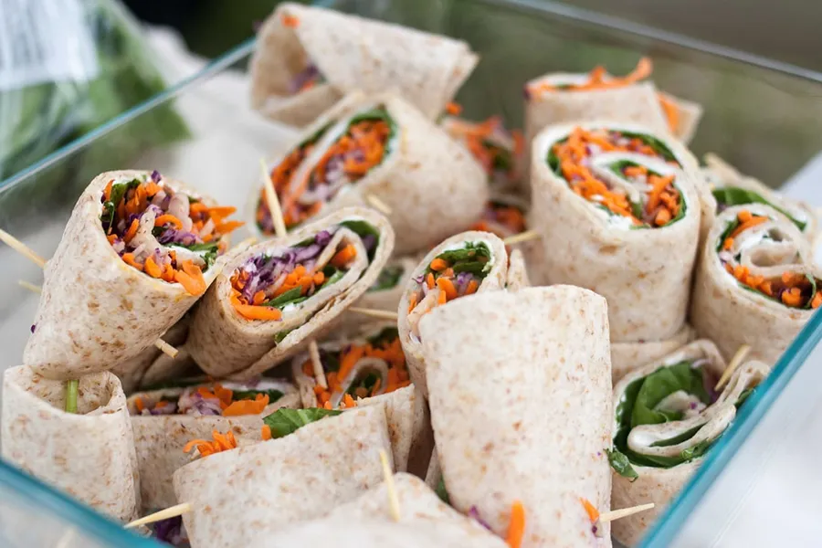 Wraps veganos presentes no evento gastronômico Veg Fest de Orlando