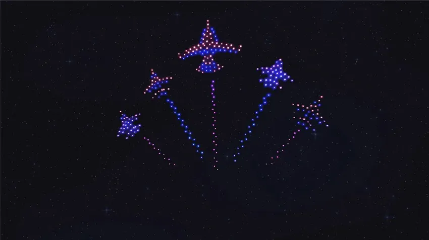 Apresentação de drones no Fun Spot America